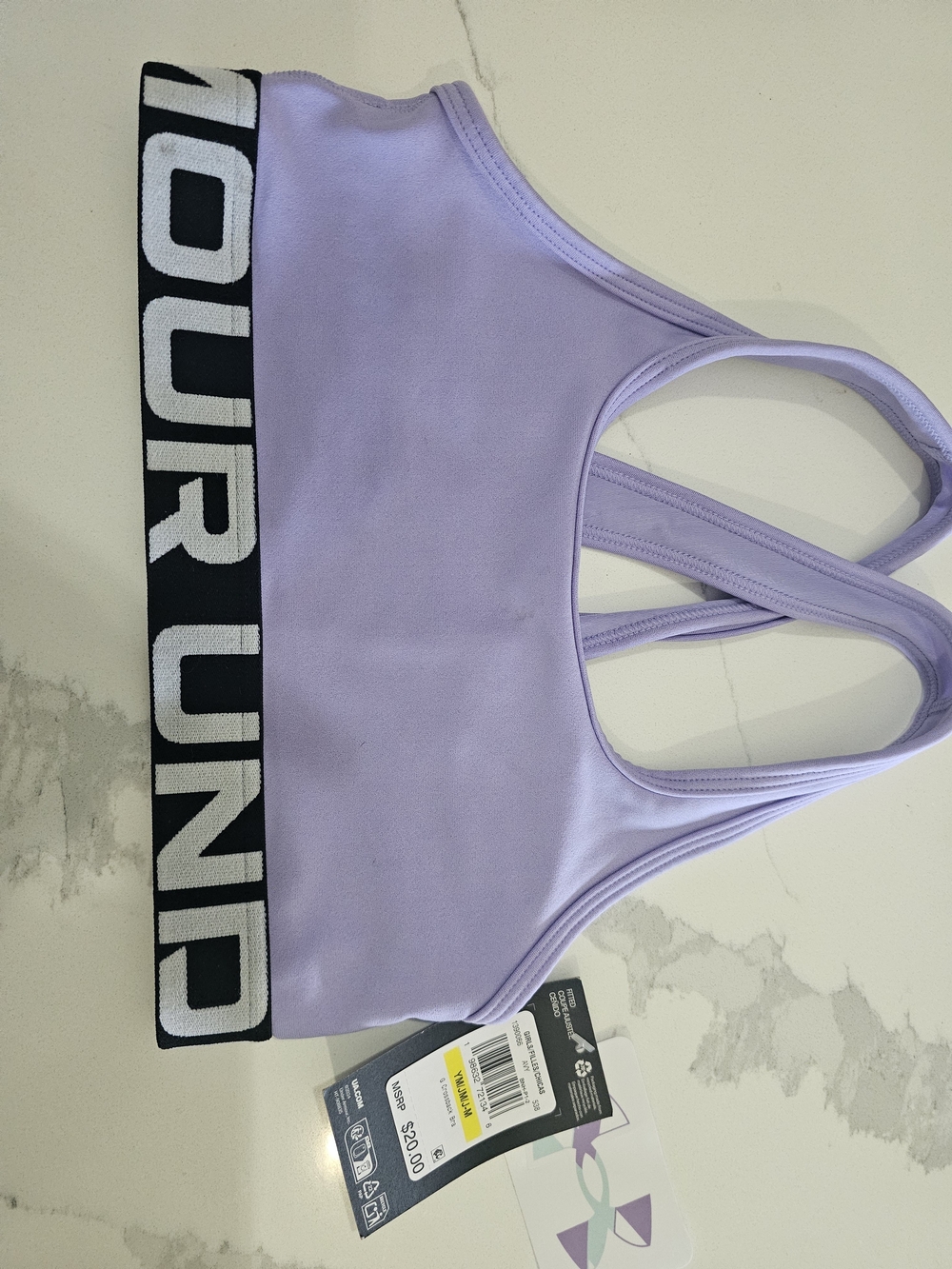 Under Armour Lilac Crossback Sports Bra with Black Logo Band